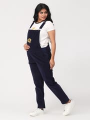 The Mom Store Floral Embroidered Corduroy Maternity Dungaree