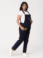 The Mom Store Floral Embroidered Corduroy Maternity Dungaree