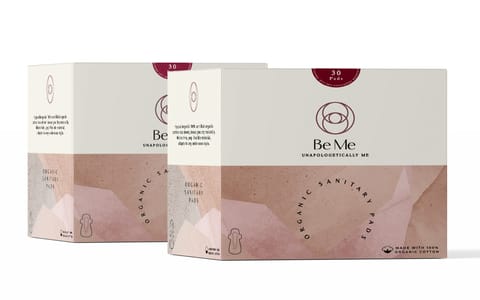 Be Me - Sanitary Pads for Women - LARGE (Moderate - Heavy Flow) - Pack of 60 Pads - With Disposal Pouches, Rash Free, Biodegradable, Anti Bacterial Napkins