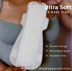 Be Me - Sanitary Pads for Women - Single Wing - For Moderate & Heavy Flow - With Brown Disposal Pouches, Rash Free, Biodegradable, Anti Bacterial Napkin (Regular- Pack of 60 Pads)