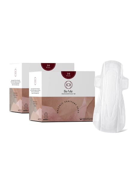 Be Me - Sanitary Pads for Women - COMBO (Flow Wise) - Pack of 60 Pads - With Disposal Pouches, Rash Free, Biodegradable,  Anti Bacterial Napkins