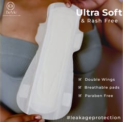Be Me - Sanitary Pads for Women - LARGE (Moderate - Heavy Flow) - Pack of 30 Pads - With Disposal Pouches, Rash Free, Biodegradable, Anti Bacterial Napkins