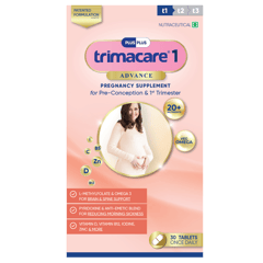 TRIMACARE™ 1 Advance Prenatal Vitamins for Pregnancy with folic acid, DHA, Iron, Zinc, Vit A & Omega 3|First Trimester